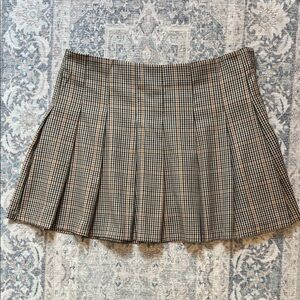 H&M Black and Brown Checkered Mini Skirt
